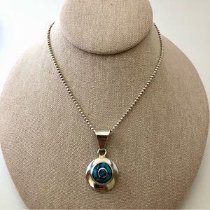 Silver 925 and turquoise pendant with ball chain.